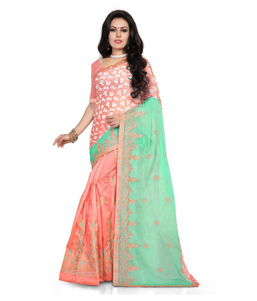 S. Kiran's Green and Pink Jacquard Mekhla Chador Saree - Buy S. Kiran's ...