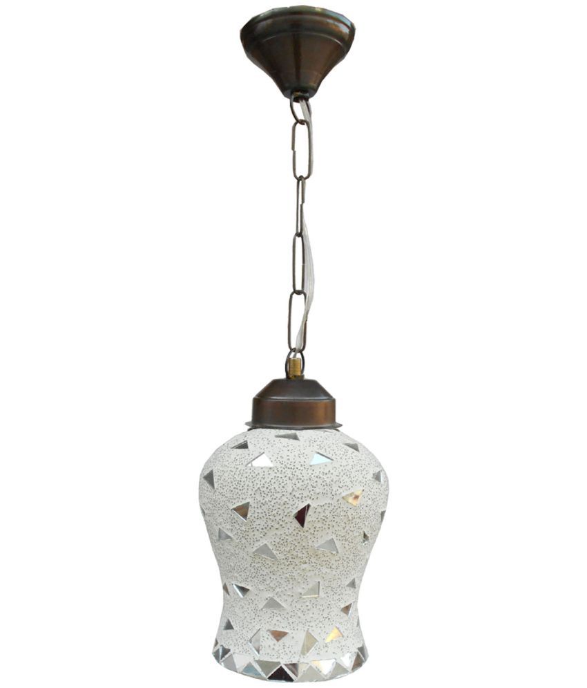 Susajjit Decor Glass Decorative Hanging Ceiling Lamp Mosaic Shade Pendant White Pack Of 1