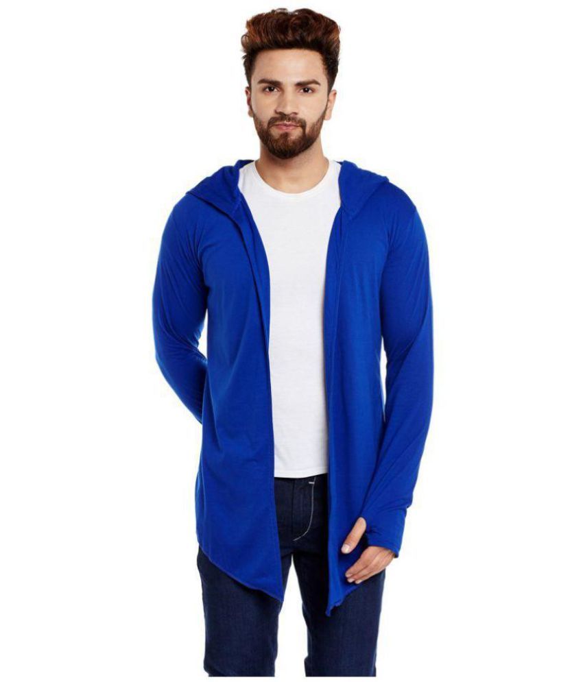 blue hooded cardigan