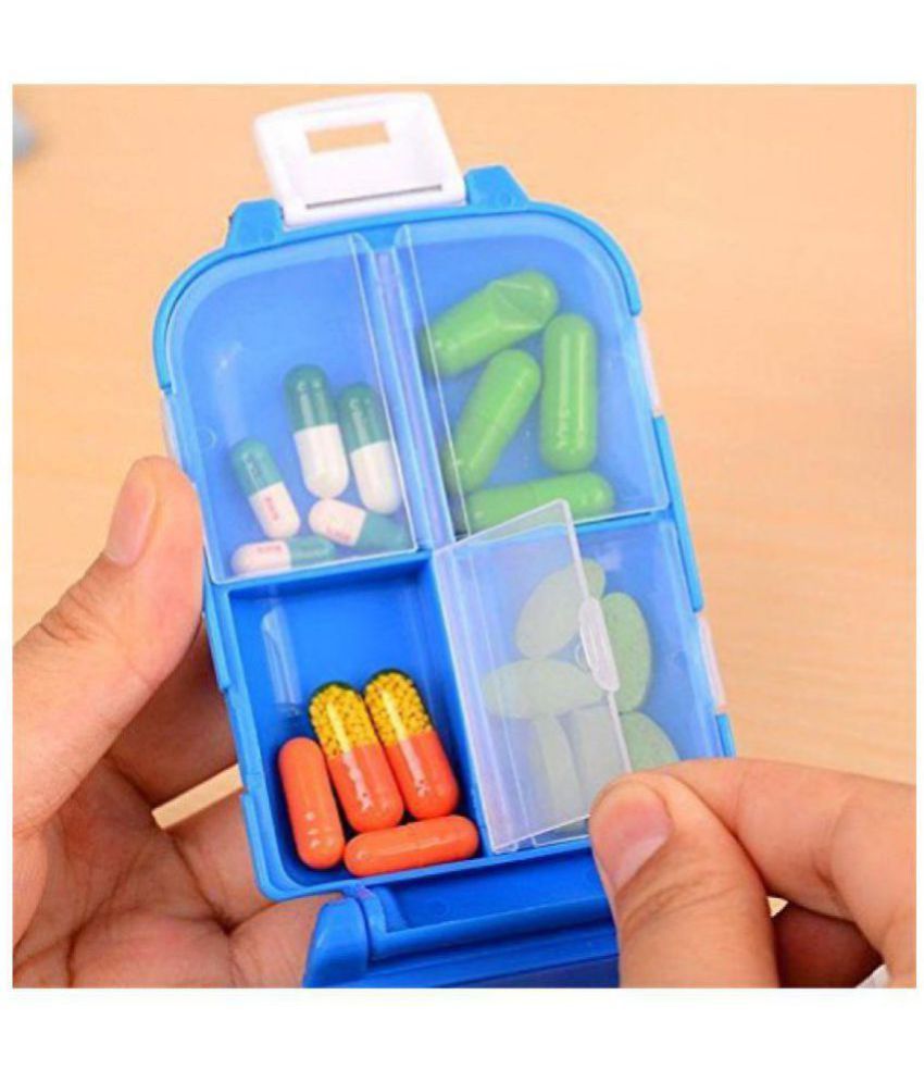 Kanha Folca Travel 8 Compartment Pill Box Medicine Tablet Holder Organizer