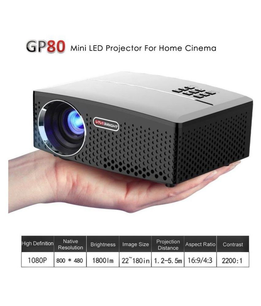 Buy Myra Vivibright GP80 LED Projector 1800 Lm, 800*480, Support 1080P