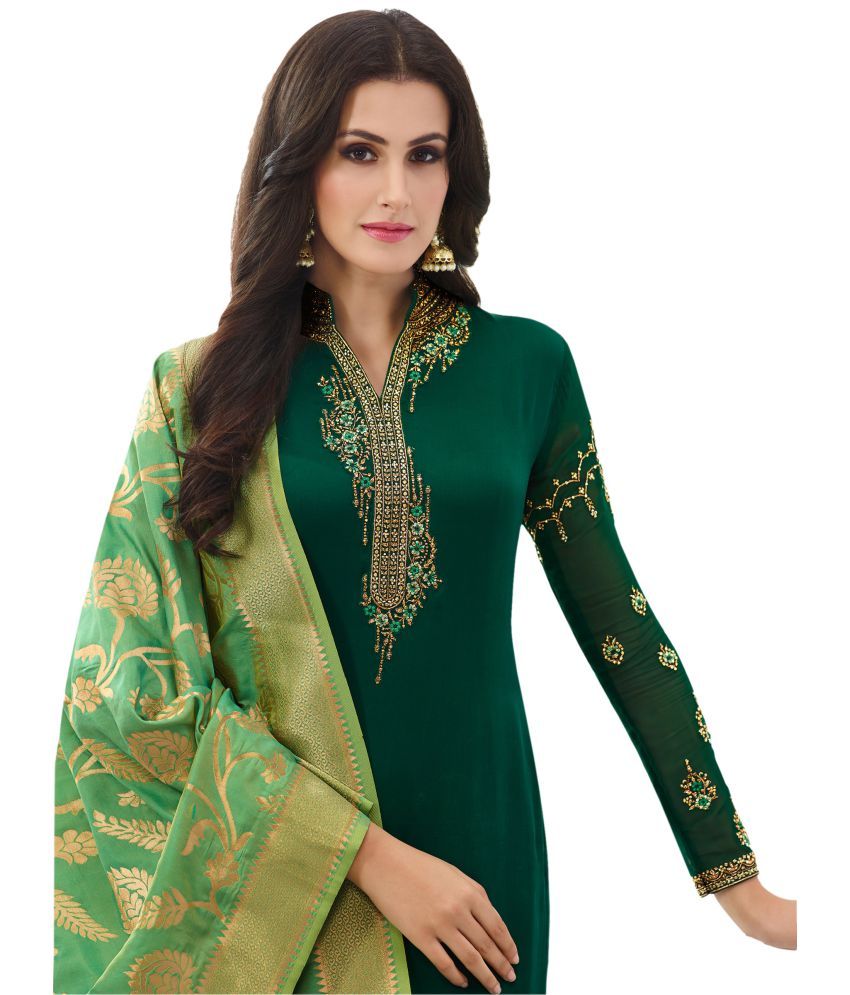 Stylee Lifestyle Green Satin Dress Material Buy Stylee Lifestyle