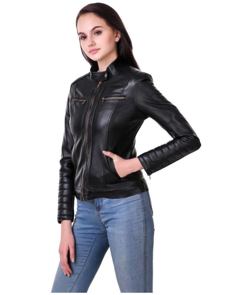 Buy Leather Retail Faux Leather Black Biker Online at Best Prices in ...