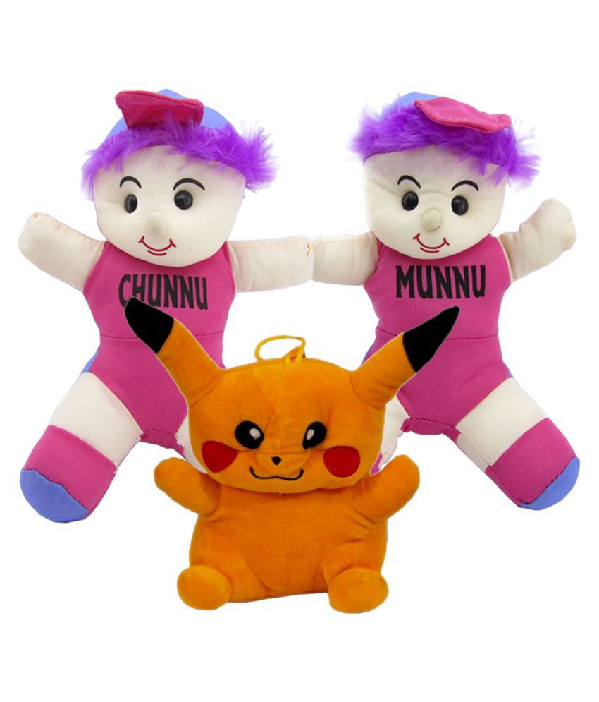 Chunnu Munnu Soft Toy (Multi, 30 cm) Combo with soft toy pikachu for Kids  (Yellow, 25 cm) - Buy Chunnu Munnu Soft Toy (Multi, 30 cm) Combo with soft  toy pikachu for