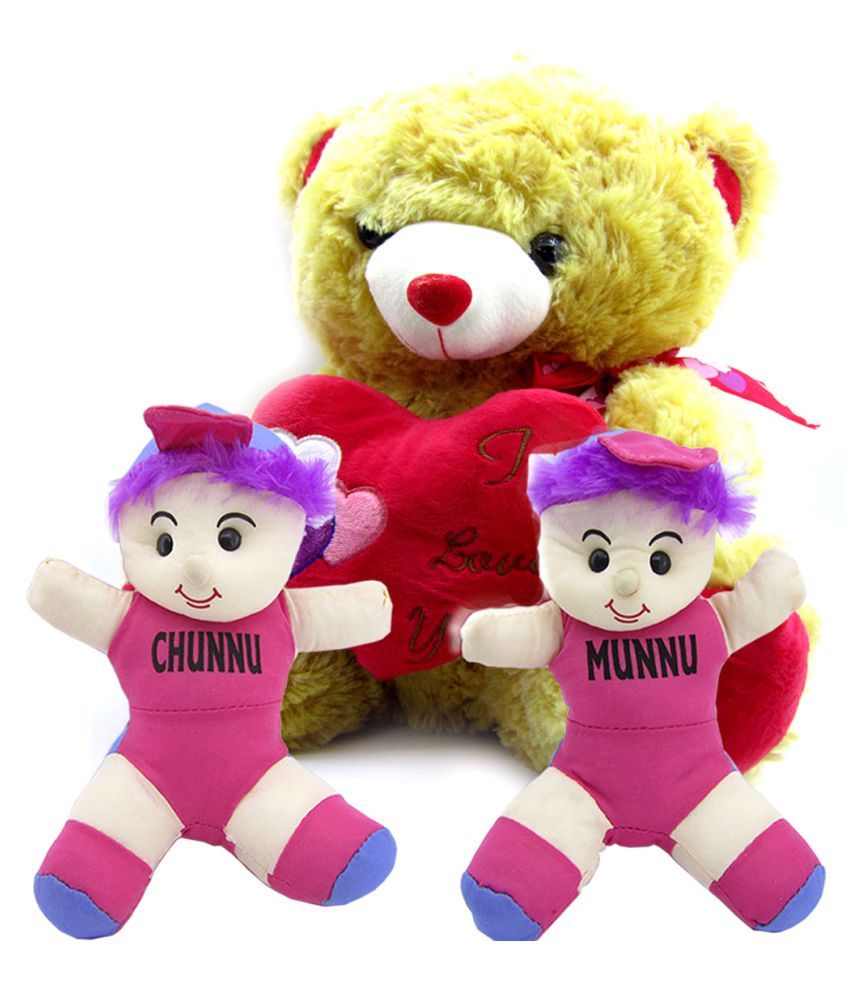 Chunnu Munnu Soft Toy (Multi, 30 cm) Combo with stuffed toy I love you teddy bear for Kids (Brown, 38 cm) - Buy Chunnu Munnu Soft Toy (Multi, 30 cm) Combo with Chunnu Munnu Soft Toy (Multi, 30 cm) Combo with stuffed toy I love you teddy bear for Kids (Brown, 38 cm) - Buy Chunnu Munnu Soft Toy (Multi, 30 cm) Combo with