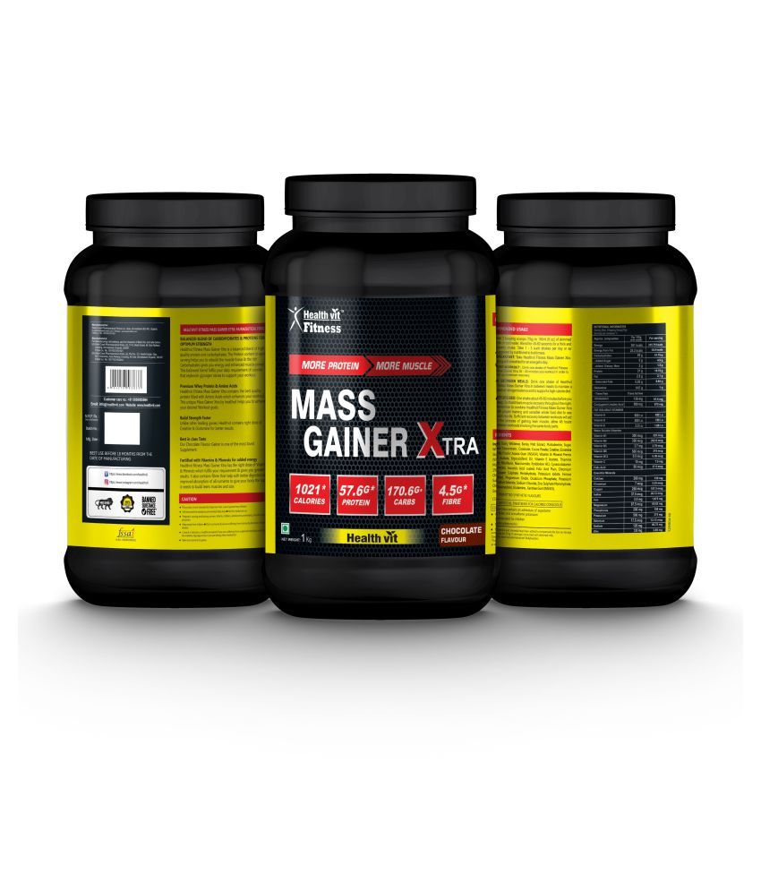 Healthvit Mass Gainer Xtra Chocolate Flavour 1kg 1 Kg Mass Gainer Powder Buy Healthvit Mass 9560