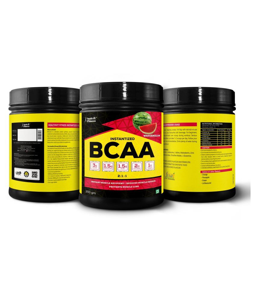 HealthVit Fitness BCAA 6000, 200g Watermelon Pre/Po Workout 200 no.s