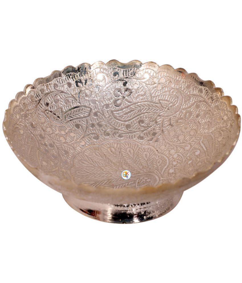 KDT Decorative Silver White Metal Bowls & Spoon With Red Gift Box (6 X