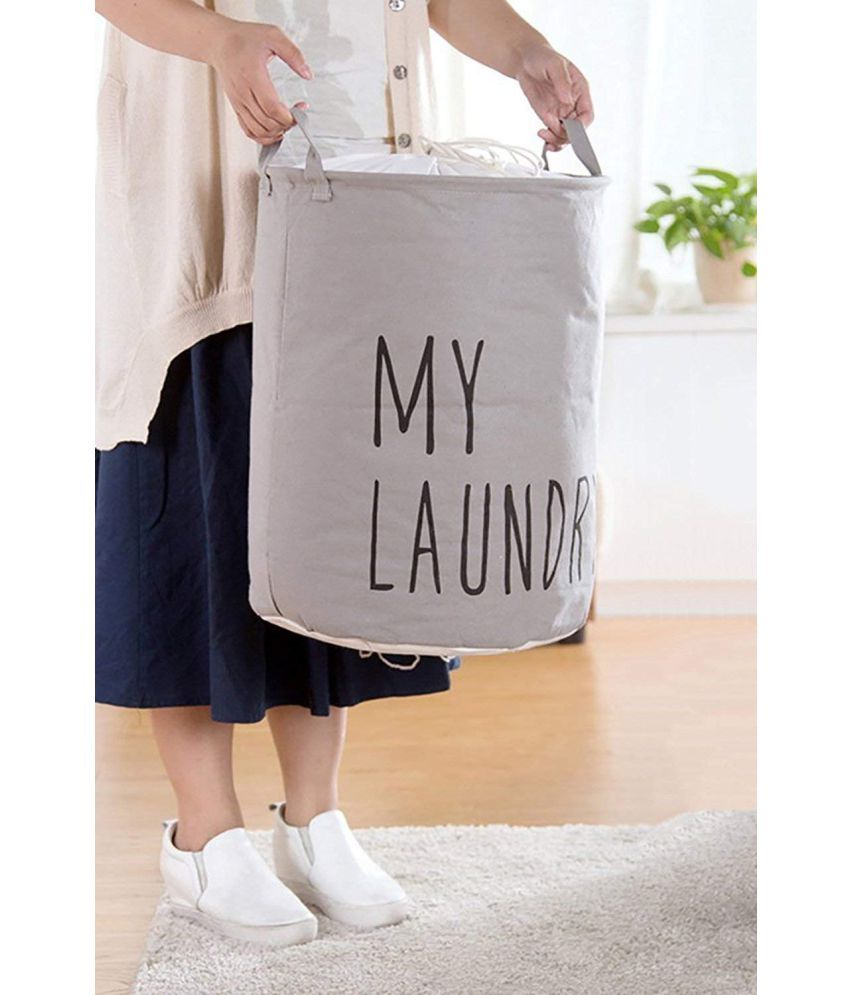 Everbuy Grey Cotton Laundry Basket Clothes Storage Bag Buy Everbuy Grey Cotton Laundry Basket
