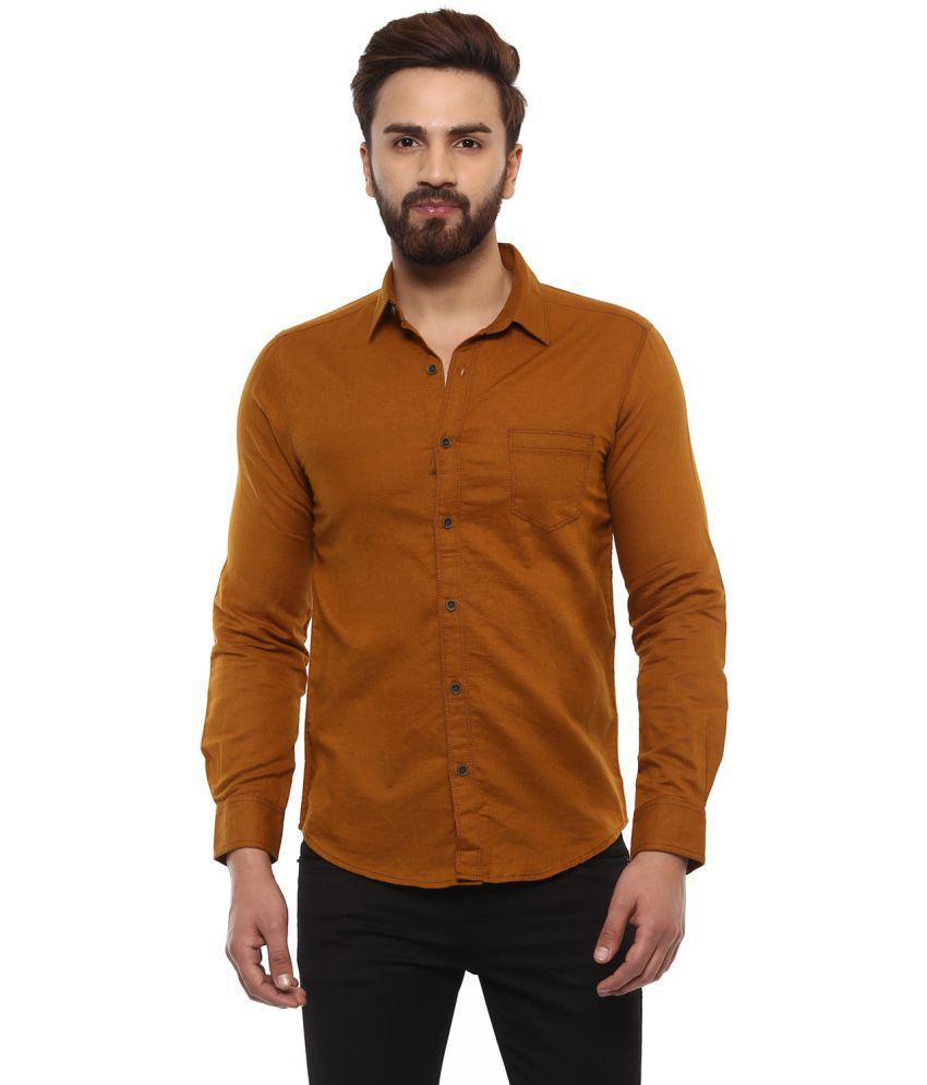 Mufti Khaki Slim Fit Shirt - Buy Mufti Khaki Slim Fit Shirt Online at ...