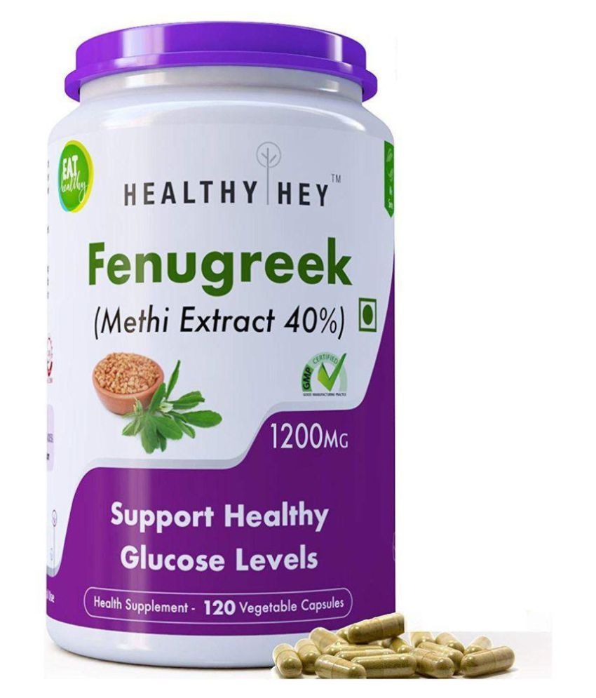 HEALTHYHEY NUTRITION Fenugreek Seed 40 Methi Extract 1200 MG VegCaps