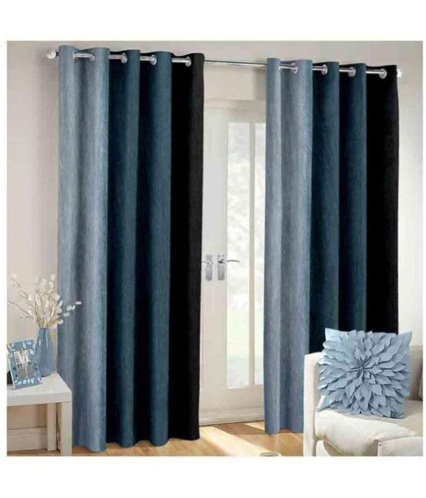     			Phyto Home Blackout Eyelet Window Curtain 5 ft Pack of 2 -Black