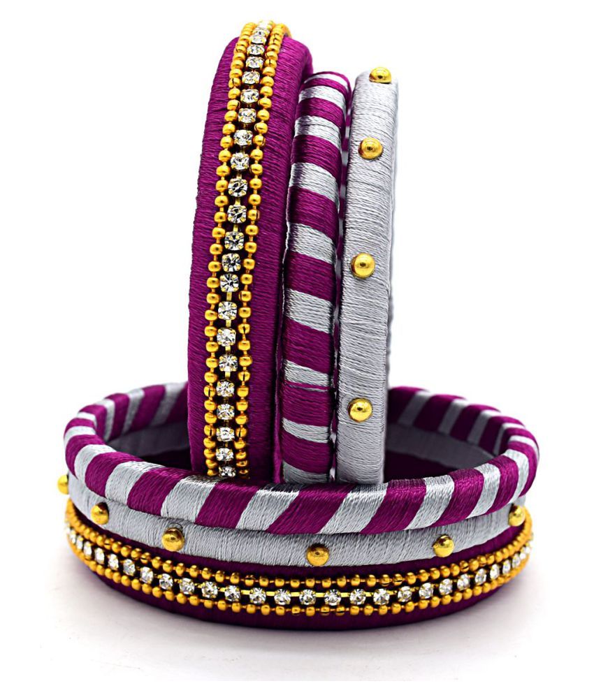 Indi Creation Silk Thread Bangles Set For Women Girl