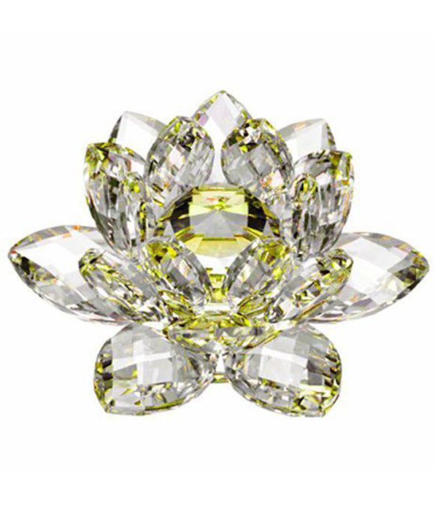     			S.S Creation Crystal Lotus Flower - Peace Wealth And Prosperity Yellow Hue Reflection