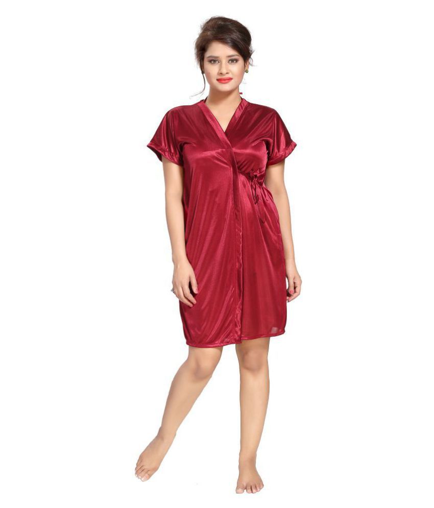 maroon satin robe