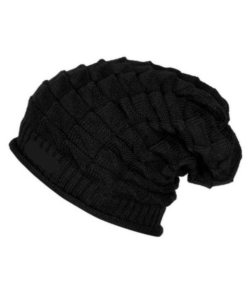     			Tahiro Black Woollen Beanie Winter Fur Cap - Pack Of 1