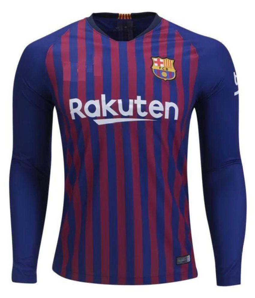 Barcelona Home Messi Long Sleeves Football Jersey 18/19: Buy Online at ...