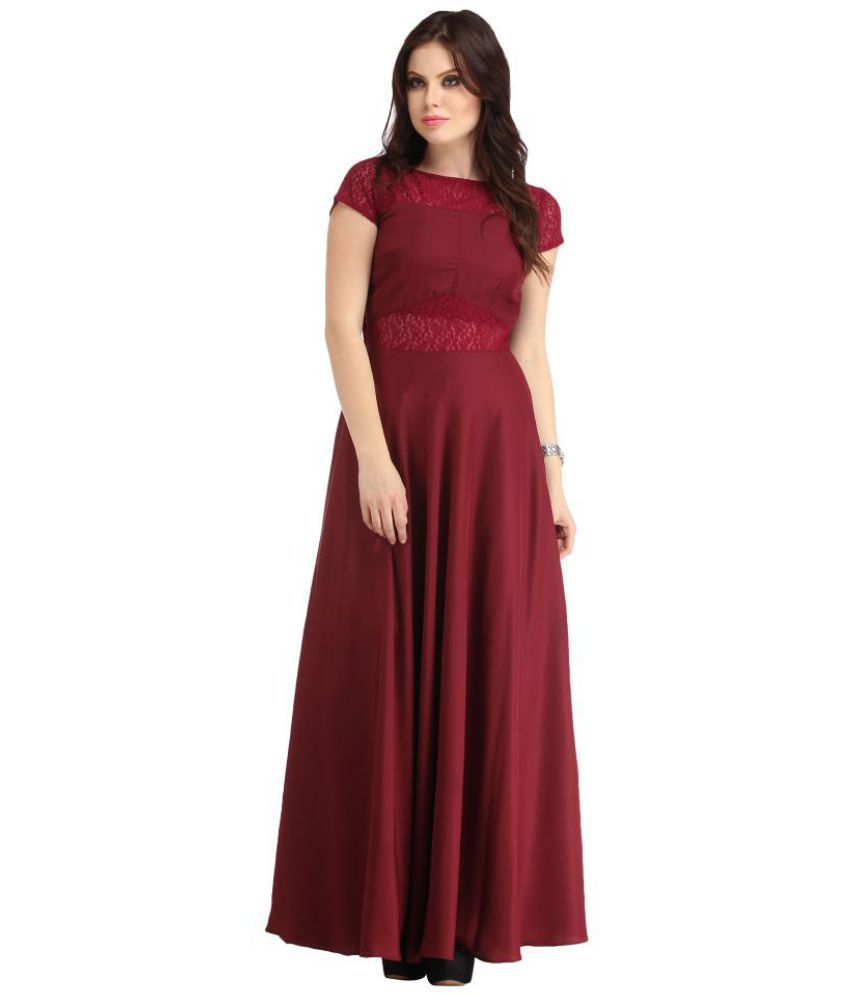     			Raas Prêt Crepe Maroon Fit And Flare Dress