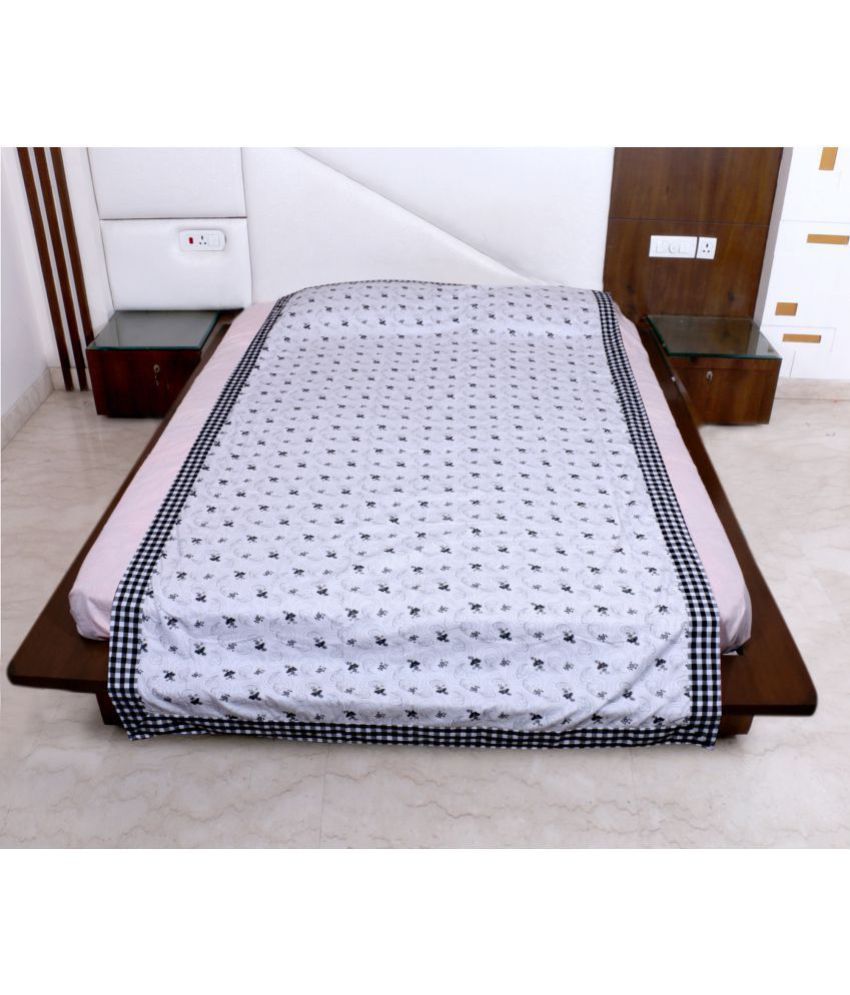 IndiWeaves Single Cotton White Floral Dohar Buy IndiWeaves Single