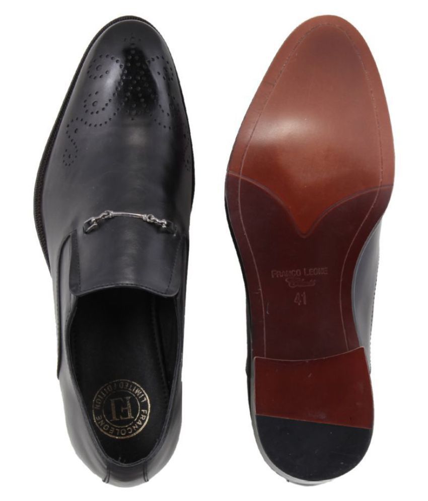 Franco Leone Slip On Non-Leather Black Formal Shoes Price in India- Buy ...