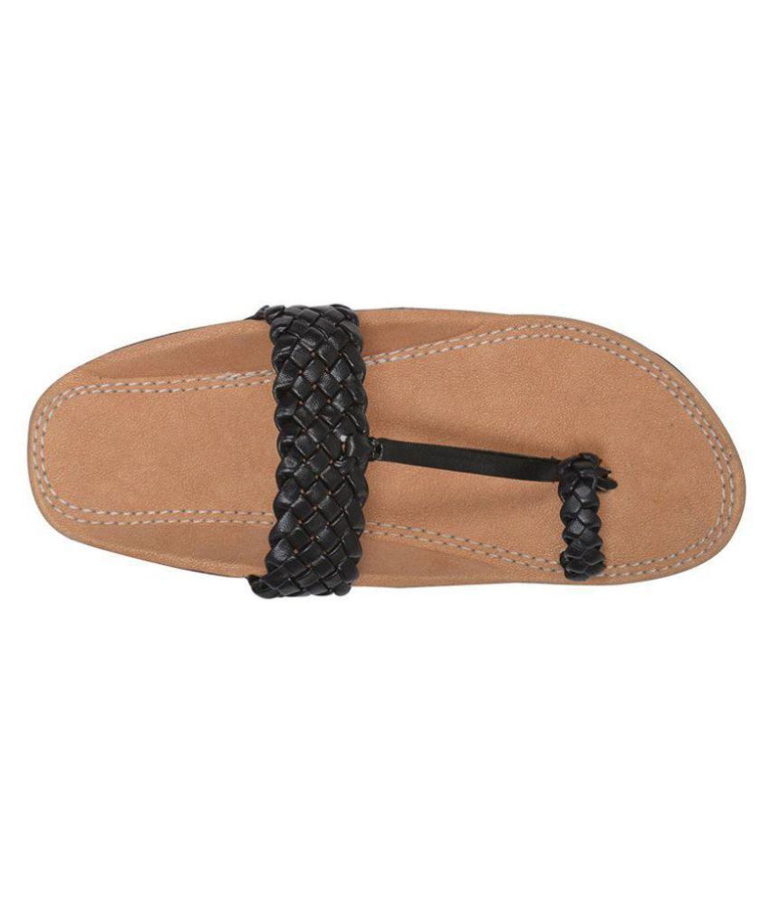 black kolhapuri leather chappals