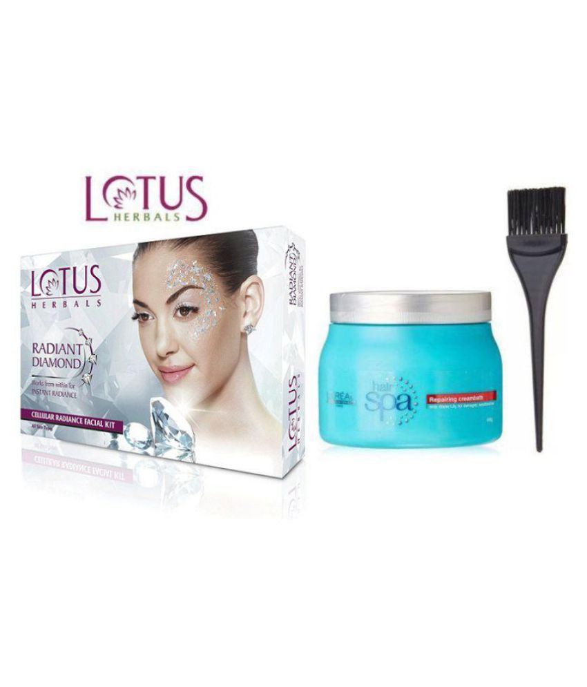 Lotus Herbal Radiant Gold Facial Kit & L'Oreal Repairing Creambath Hair Spa  With Facial Kit 550 gm: Buy Lotus Herbal Radiant Gold Facial Kit & L'Oreal  Repairing Creambath Hair Spa With Facial