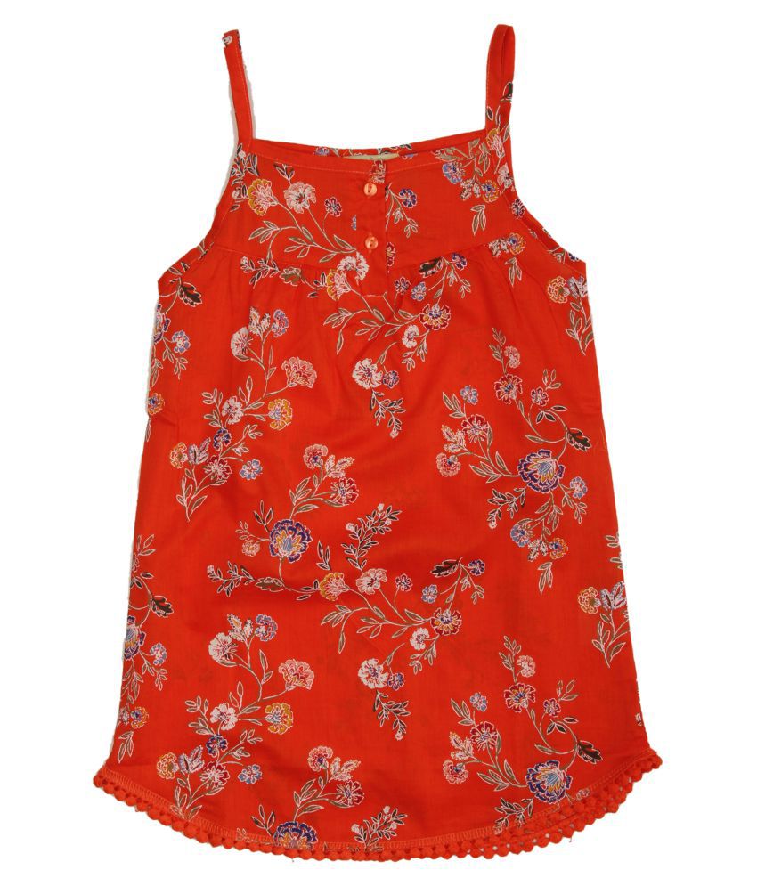 Pikaboo Orange floral printed singlet dress For Girl (2-3 Years) - Buy ...