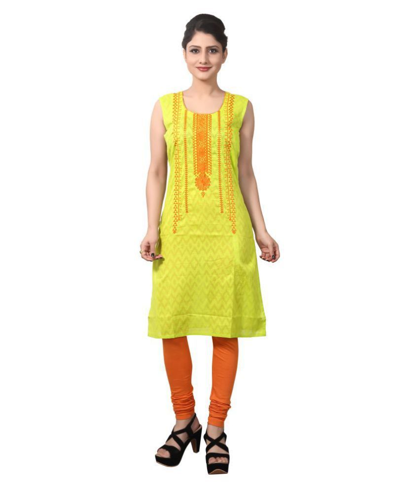 Cotton Culture Green Jacquard Straight Kurti Buy Cotton Culture Green