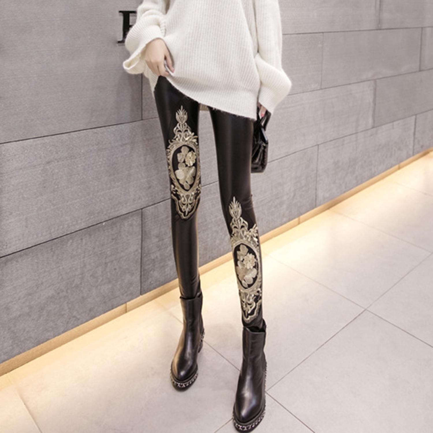 stretch leather pants ladies