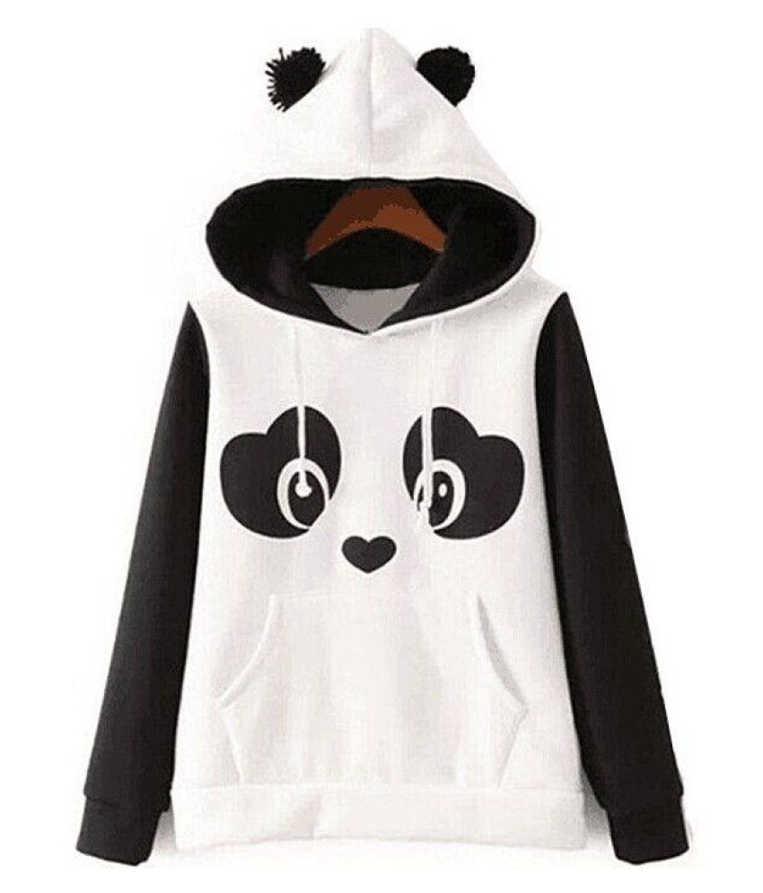 Komise Fashion Women Girls Panda Hoodie Sweatshirt Pullover Jumper Tops Comfortable Patchwork Blouse M, White 