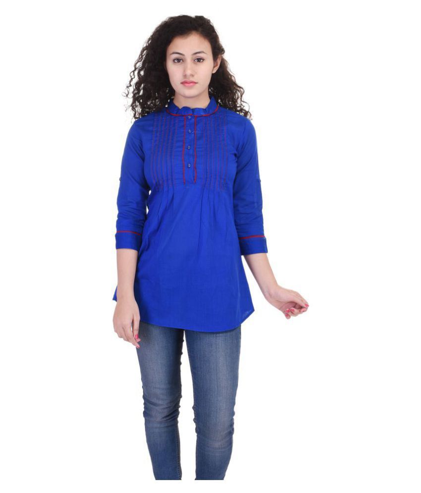 BLUE MORPHO Cotton Tunics - Blue - Buy BLUE MORPHO Cotton Tunics - Blue ...