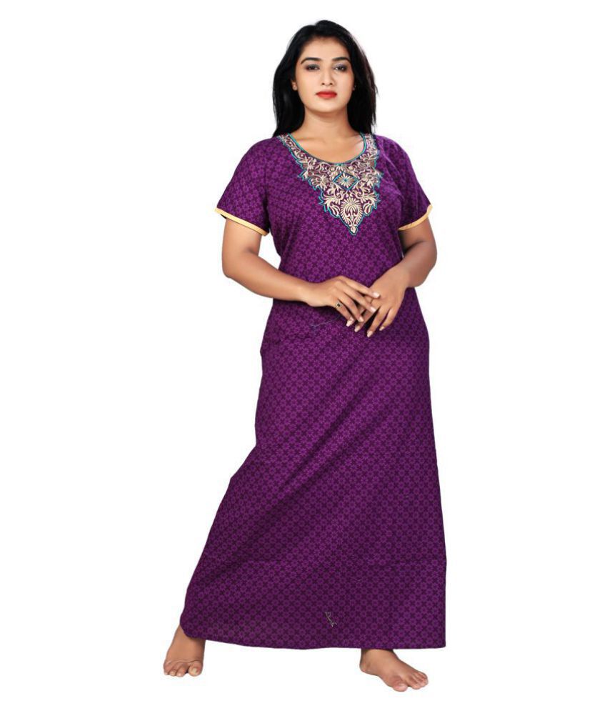 Buy Bailey Sells Cotton Nighty And Night Gowns Purple Online At Best 