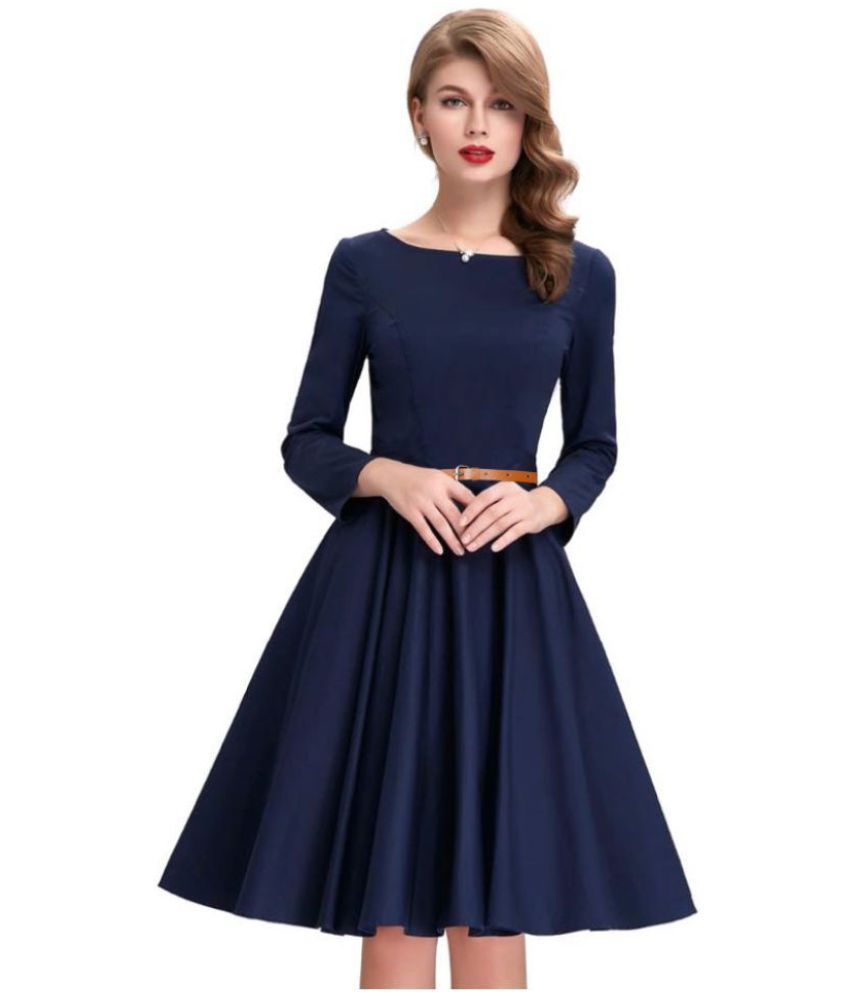 blue satin skater dress
