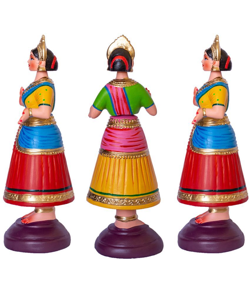 Kondapalli toys Multicolour Paper Tanjore Dolls Pack of 3 Buy