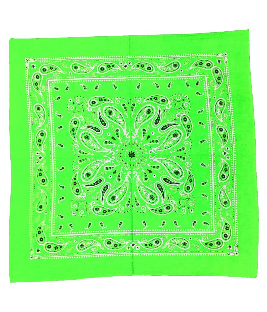12 PIECES OF FLUORESCENT GREEN BANDANAS UNISEX BANDANAS PRINTED BANDANAS COTTON BANDANAS MEN