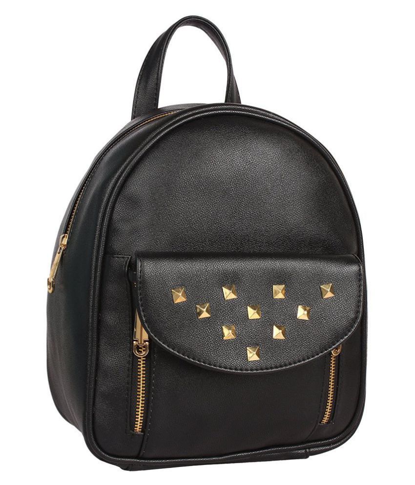 Ayeshu Black Pure Leather Backpack - Buy Ayeshu Black Pure Leather Backpack Online at Best ...