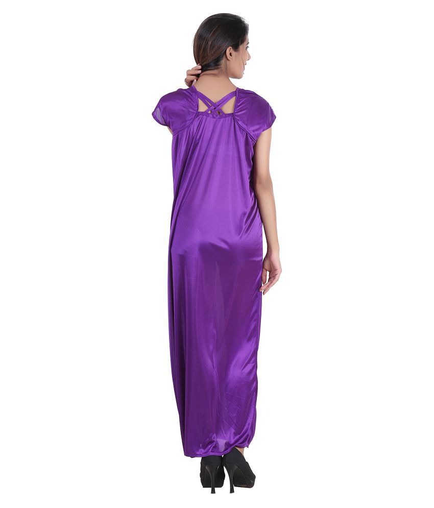 Buy Glossia Satin Nighty And Night Gowns Purple Online At Best Prices