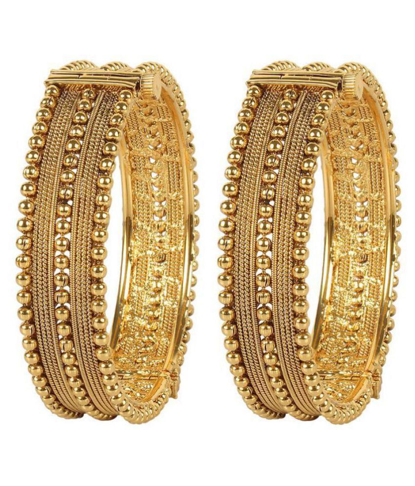 MUCH MORE Indian Traditional Gold Plated Polki Bangles Partywear