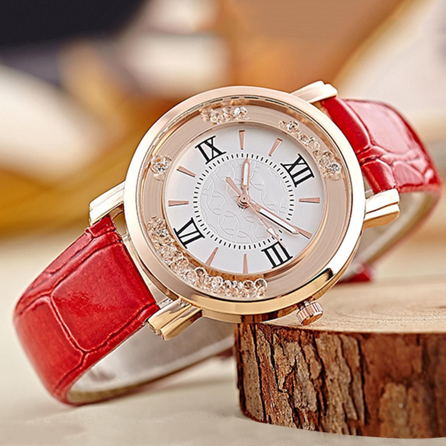 Women Watches Thin Leather Strap Ladies Casual Quartz Watch With ...