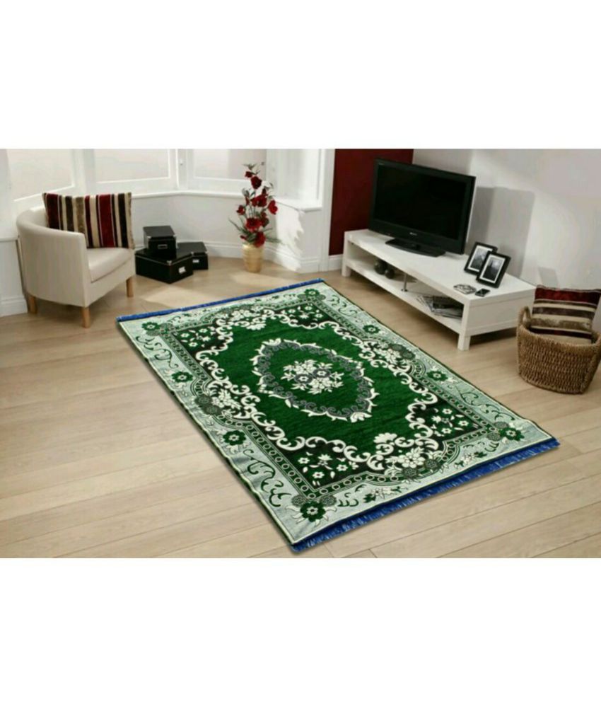     			Lynn Fab Green Chenille Carpet Floral 5X7 Ft.