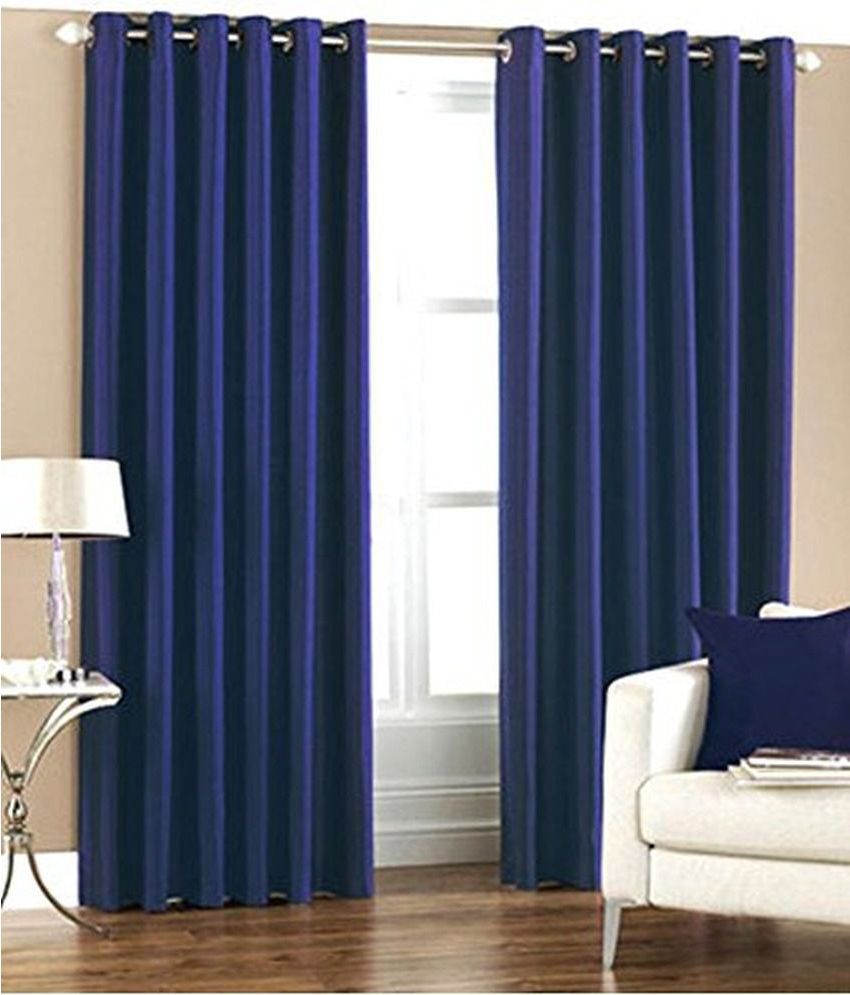     			Tanishka Fabs Floral Room Darkening Eyelet Curtain 5 ft ( Pack of 4 ) - Blue