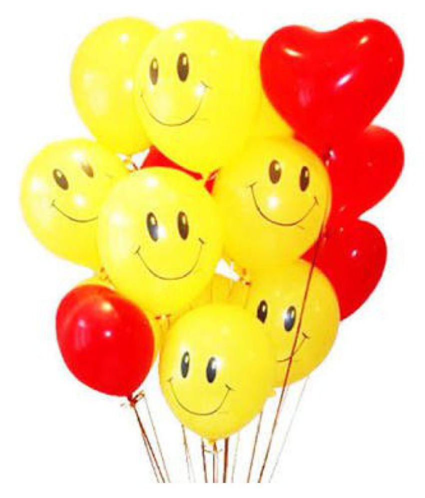 PACK 50 Red Heart Shape Balloons and Smiley Balloons Latex Balloons For Wedding Party