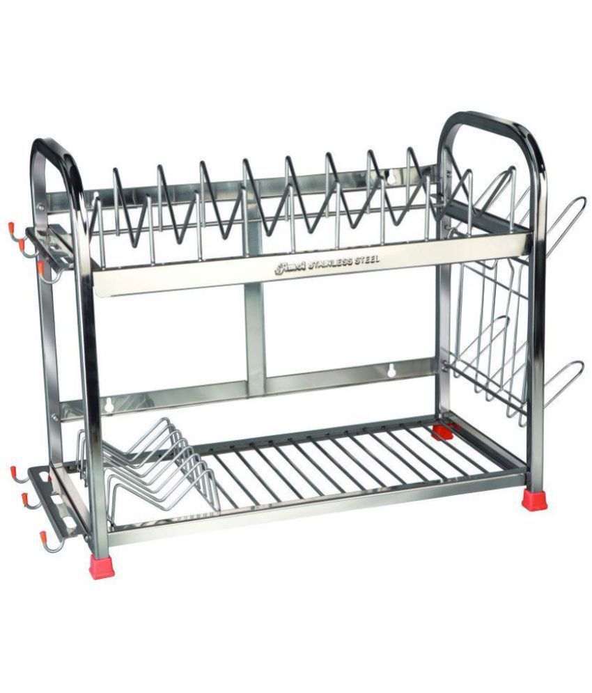 Amol Stainless Steel Kitchen Dish Rack With Glass Holder/ Dish Stand