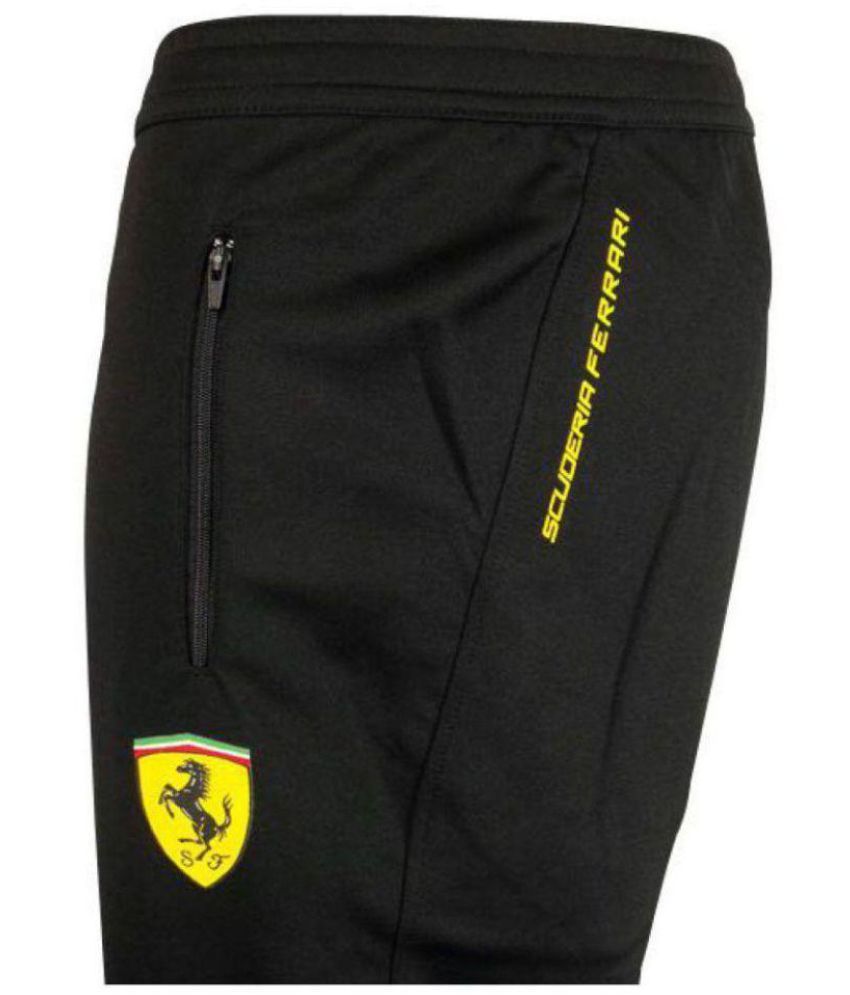 puma black polyester lycra trackpants