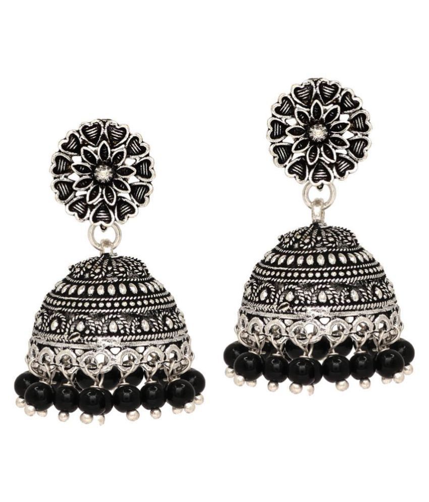 Oxidised Silver Plated Black Color Brass Earrings Jewellery - Buy