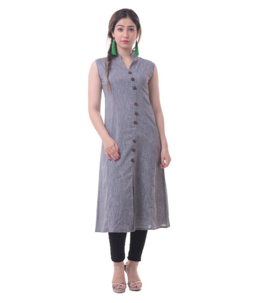 grey sleeveless kurti