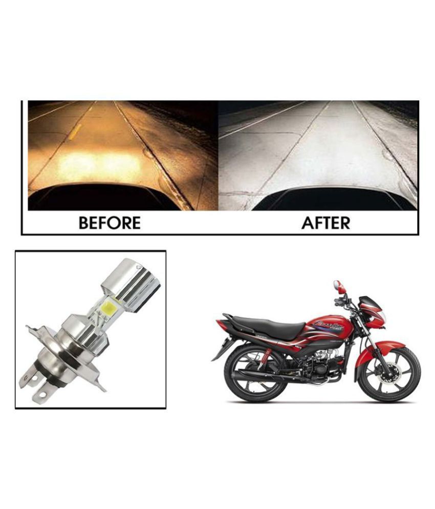Autonity Silver Missile Hi Low Beam H4 Bike Bulb Motorcycle LED
