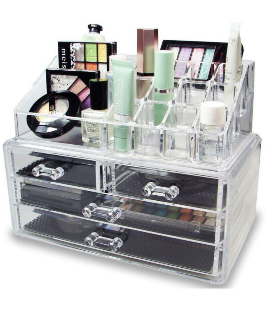 CONNECTWIDE® Clear Acrylic Cosmetic Organizer 4 Drawers Makeup Case