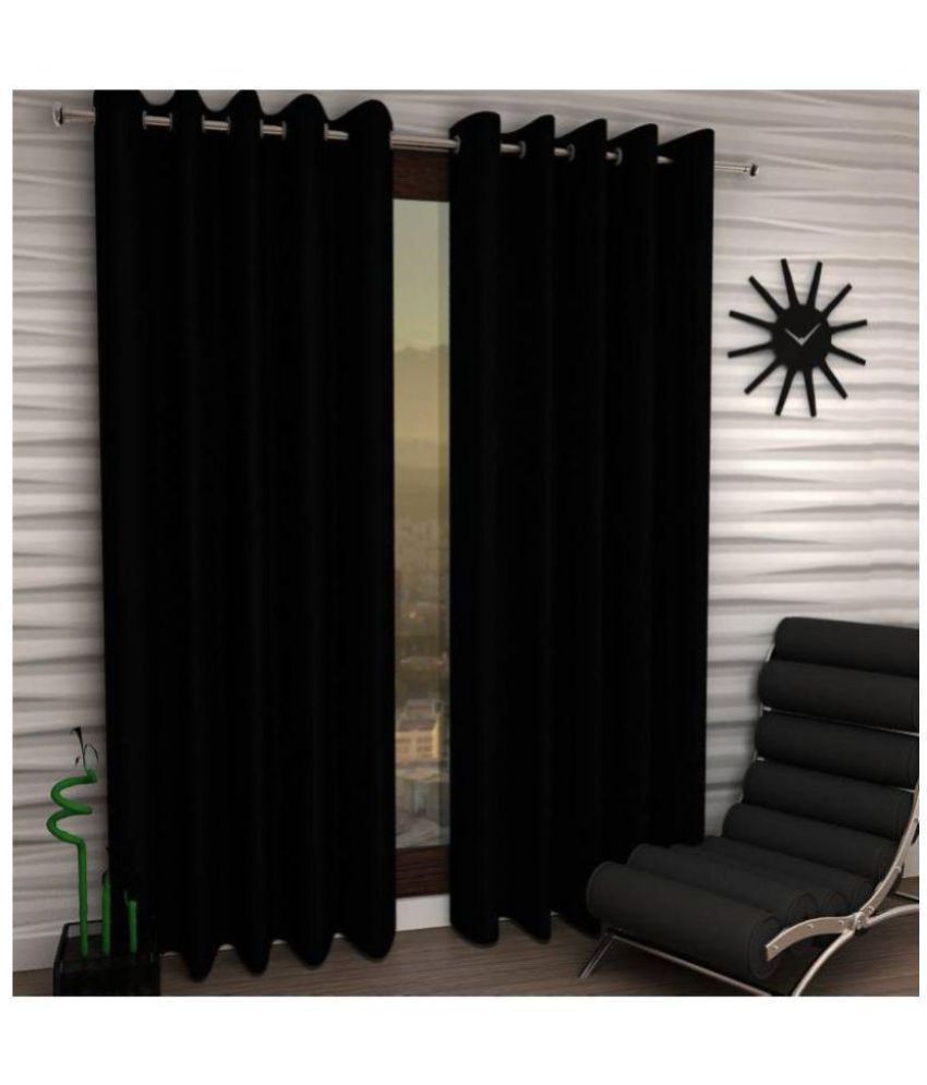     			Tanishka Fabs Solid Semi-Transparent Eyelet Curtain 5 ft ( Pack of 2 ) - Black