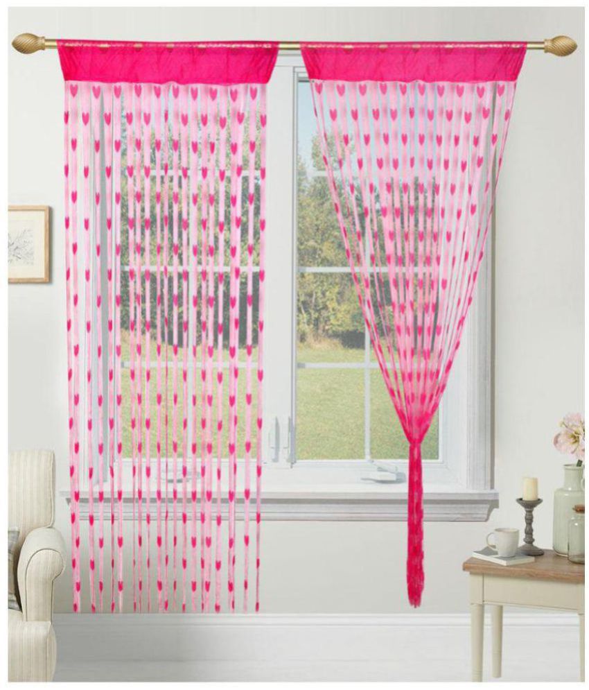     			Tanishka Fabs Others Transparent Rod Pocket Door Curtain 7 ft Pack of 2 -Pink